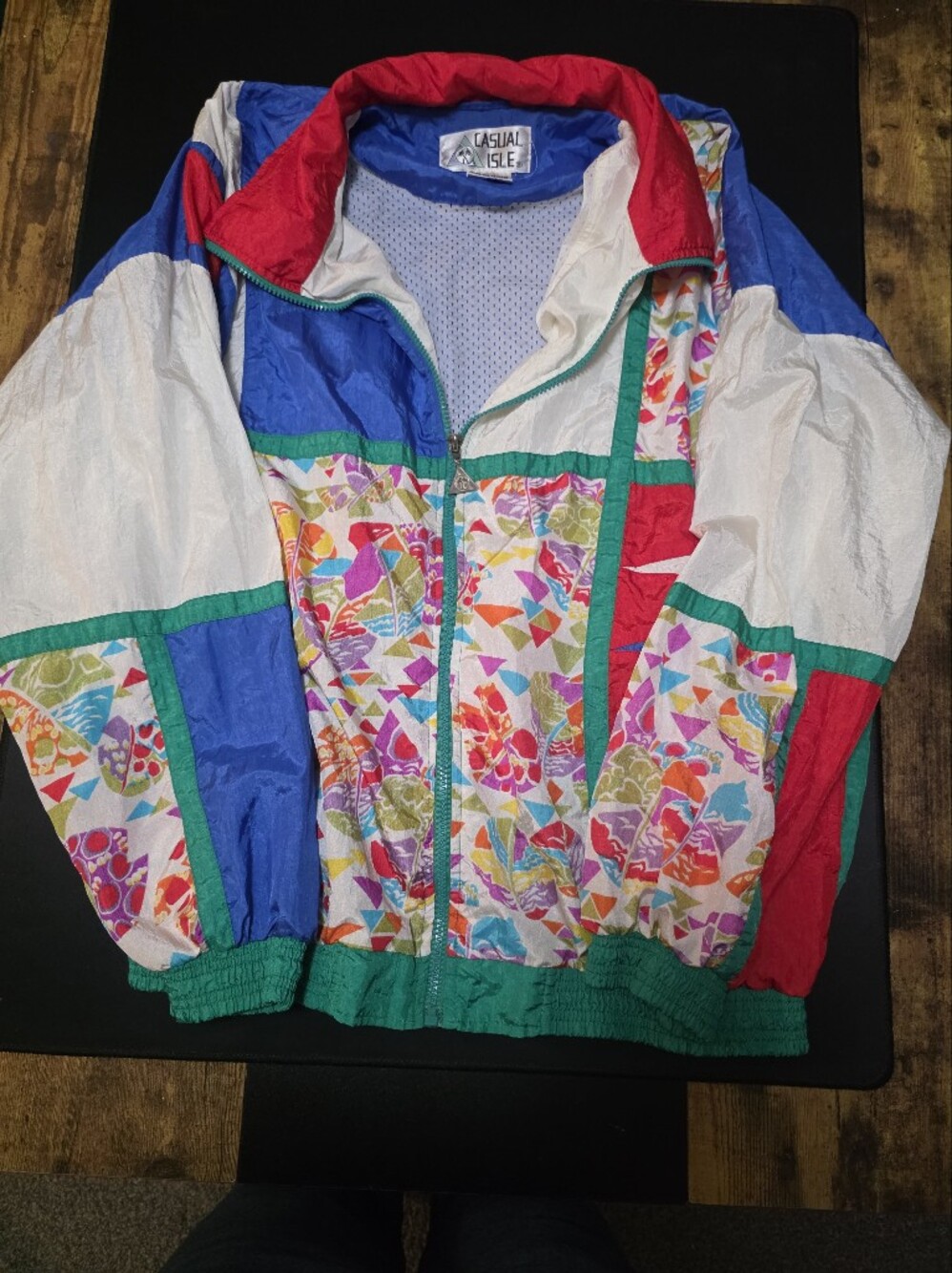 Vintage Casual Isle Colorblock Floral Windbreaker Jacket